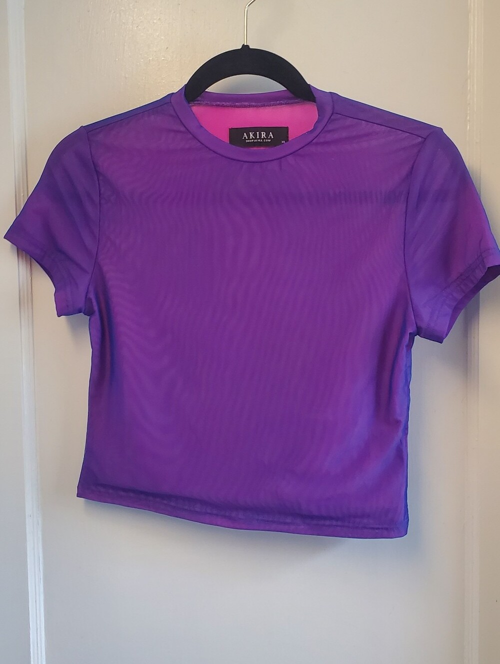 Akira purple pink mesh crop top tshirt XL but fits M